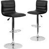 image:imageFlash Furniture Vincent Modern Adjustable Height Barstool with Footrest and Padded MidBack Upholstered Vinyl BarCounter Height Stool WhiteChromeBlack