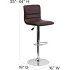 image:imageFlash Furniture Vincent Modern Adjustable Height Barstool with Footrest and Padded MidBack Upholstered Vinyl BarCounter Height Stool WhiteChromeBrown