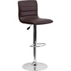image:imageFlash Furniture Vincent Modern Adjustable Height Barstool with Footrest and Padded MidBack Upholstered Vinyl BarCounter Height Stool WhiteChromeBrown