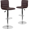 image:imageFlash Furniture Vincent Modern Adjustable Height Barstool with Footrest and Padded MidBack Upholstered Vinyl BarCounter Height Stool WhiteChromeBrown