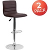 image:imageFlash Furniture Vincent Modern Adjustable Height Barstool with Footrest and Padded MidBack Upholstered Vinyl BarCounter Height Stool WhiteChromeBrown