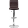 image:imageFlash Furniture Vincent Modern Adjustable Height Barstool with Footrest and Padded MidBack Upholstered Vinyl BarCounter Height Stool WhiteChromeBrown