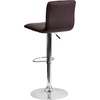 image:imageFlash Furniture Vincent Modern Adjustable Height Barstool with Footrest and Padded MidBack Upholstered Vinyl BarCounter Height Stool WhiteChromeBrown