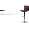 image:imageFlash Furniture Vincent Modern Adjustable Height Barstool with Footrest and Padded MidBack Upholstered Vinyl BarCounter Height Stool WhiteChromeBrown