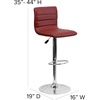 image:imageFlash Furniture Vincent Modern Adjustable Height Barstool with Footrest and Padded MidBack Upholstered Vinyl BarCounter Height Stool WhiteChromeBurgundy