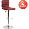 image:imageFlash Furniture Vincent Modern Adjustable Height Barstool with Footrest and Padded MidBack Upholstered Vinyl BarCounter Height Stool WhiteChromeBurgundy