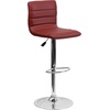 image:imageFlash Furniture Vincent Modern Adjustable Height Barstool with Footrest and Padded MidBack Upholstered Vinyl BarCounter Height Stool WhiteChromeBurgundy