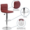 image:imageFlash Furniture Vincent Modern Adjustable Height Barstool with Footrest and Padded MidBack Upholstered Vinyl BarCounter Height Stool WhiteChromeBurgundy