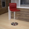 image:imageFlash Furniture Vincent Modern Adjustable Height Barstool with Footrest and Padded MidBack Upholstered Vinyl BarCounter Height Stool WhiteChromeBurgundy