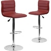 image:imageFlash Furniture Vincent Modern Adjustable Height Barstool with Footrest and Padded MidBack Upholstered Vinyl BarCounter Height Stool WhiteChromeBurgundy