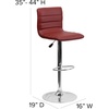 image:imageFlash Furniture Vincent Modern Adjustable Height Barstool with Footrest and Padded MidBack Upholstered Vinyl BarCounter Height Stool WhiteChromeBurgundy
