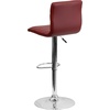 image:imageFlash Furniture Vincent Modern Adjustable Height Barstool with Footrest and Padded MidBack Upholstered Vinyl BarCounter Height Stool WhiteChromeBurgundy
