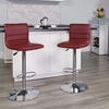 image:imageFlash Furniture Vincent Modern Adjustable Height Barstool with Footrest and Padded MidBack Upholstered Vinyl BarCounter Height Stool WhiteChromeBurgundy