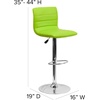 image:imageFlash Furniture Vincent Modern Adjustable Height Barstool with Footrest and Padded MidBack Upholstered Vinyl BarCounter Height Stool WhiteChromeGreen