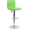 image:imageFlash Furniture Vincent Modern Adjustable Height Barstool with Footrest and Padded MidBack Upholstered Vinyl BarCounter Height Stool WhiteChromeGreen
