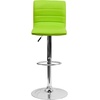 image:imageFlash Furniture Vincent Modern Adjustable Height Barstool with Footrest and Padded MidBack Upholstered Vinyl BarCounter Height Stool WhiteChromeGreen