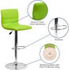 image:imageFlash Furniture Vincent Modern Adjustable Height Barstool with Footrest and Padded MidBack Upholstered Vinyl BarCounter Height Stool WhiteChromeGreen