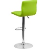 image:imageFlash Furniture Vincent Modern Adjustable Height Barstool with Footrest and Padded MidBack Upholstered Vinyl BarCounter Height Stool WhiteChromeGreen