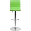 image:imageFlash Furniture Vincent Modern Adjustable Height Barstool with Footrest and Padded MidBack Upholstered Vinyl BarCounter Height Stool WhiteChromeGreen
