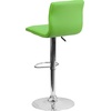 image:imageFlash Furniture Vincent Modern Adjustable Height Barstool with Footrest and Padded MidBack Upholstered Vinyl BarCounter Height Stool WhiteChromeGreen