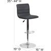 image:imageFlash Furniture Vincent Modern Adjustable Height Barstool with Footrest and Padded MidBack Upholstered Vinyl BarCounter Height Stool WhiteChromeGrey