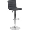 image:imageFlash Furniture Vincent Modern Adjustable Height Barstool with Footrest and Padded MidBack Upholstered Vinyl BarCounter Height Stool WhiteChromeGrey