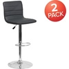 image:imageFlash Furniture Vincent Modern Adjustable Height Barstool with Footrest and Padded MidBack Upholstered Vinyl BarCounter Height Stool WhiteChromeGrey