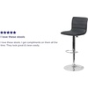 image:imageFlash Furniture Vincent Modern Adjustable Height Barstool with Footrest and Padded MidBack Upholstered Vinyl BarCounter Height Stool WhiteChromeGrey