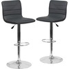image:imageFlash Furniture Vincent Modern Adjustable Height Barstool with Footrest and Padded MidBack Upholstered Vinyl BarCounter Height Stool WhiteChromeGrey
