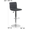 image:imageFlash Furniture Vincent Modern Adjustable Height Barstool with Footrest and Padded MidBack Upholstered Vinyl BarCounter Height Stool WhiteChromeGrey
