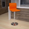image:imageFlash Furniture Vincent Modern Adjustable Height Barstool with Footrest and Padded MidBack Upholstered Vinyl BarCounter Height Stool WhiteChromeOrange