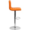 image:imageFlash Furniture Vincent Modern Adjustable Height Barstool with Footrest and Padded MidBack Upholstered Vinyl BarCounter Height Stool WhiteChromeOrange