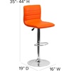 image:imageFlash Furniture Vincent Modern Adjustable Height Barstool with Footrest and Padded MidBack Upholstered Vinyl BarCounter Height Stool WhiteChromeOrange