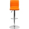 image:imageFlash Furniture Vincent Modern Adjustable Height Barstool with Footrest and Padded MidBack Upholstered Vinyl BarCounter Height Stool WhiteChromeOrange