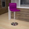 image:imageFlash Furniture Vincent Modern Adjustable Height Barstool with Footrest and Padded MidBack Upholstered Vinyl BarCounter Height Stool WhiteChromePurple