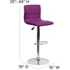 image:imageFlash Furniture Vincent Modern Adjustable Height Barstool with Footrest and Padded MidBack Upholstered Vinyl BarCounter Height Stool WhiteChromePurple