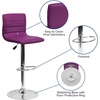 image:imageFlash Furniture Vincent Modern Adjustable Height Barstool with Footrest and Padded MidBack Upholstered Vinyl BarCounter Height Stool WhiteChromePurple