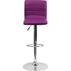 image:imageFlash Furniture Vincent Modern Adjustable Height Barstool with Footrest and Padded MidBack Upholstered Vinyl BarCounter Height Stool WhiteChromePurple