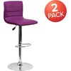 image:imageFlash Furniture Vincent Modern Adjustable Height Barstool with Footrest and Padded MidBack Upholstered Vinyl BarCounter Height Stool WhiteChromePurple