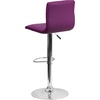 image:imageFlash Furniture Vincent Modern Adjustable Height Barstool with Footrest and Padded MidBack Upholstered Vinyl BarCounter Height Stool WhiteChromePurple
