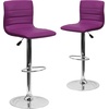 image:imageFlash Furniture Vincent Modern Adjustable Height Barstool with Footrest and Padded MidBack Upholstered Vinyl BarCounter Height Stool WhiteChromePurple