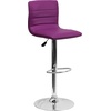 image:imageFlash Furniture Vincent Modern Adjustable Height Barstool with Footrest and Padded MidBack Upholstered Vinyl BarCounter Height Stool WhiteChromePurple