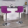 image:imageFlash Furniture Vincent Modern Adjustable Height Barstool with Footrest and Padded MidBack Upholstered Vinyl BarCounter Height Stool WhiteChromePurple