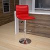 image:imageFlash Furniture Vincent Modern Adjustable Height Barstool with Footrest and Padded MidBack Upholstered Vinyl BarCounter Height Stool WhiteChromeRed