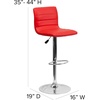 image:imageFlash Furniture Vincent Modern Adjustable Height Barstool with Footrest and Padded MidBack Upholstered Vinyl BarCounter Height Stool WhiteChromeRed