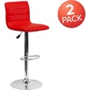 image:imageFlash Furniture Vincent Modern Adjustable Height Barstool with Footrest and Padded MidBack Upholstered Vinyl BarCounter Height Stool WhiteChromeRed