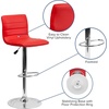 image:imageFlash Furniture Vincent Modern Adjustable Height Barstool with Footrest and Padded MidBack Upholstered Vinyl BarCounter Height Stool WhiteChromeRed