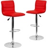 image:imageFlash Furniture Vincent Modern Adjustable Height Barstool with Footrest and Padded MidBack Upholstered Vinyl BarCounter Height Stool WhiteChromeRed