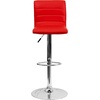 image:imageFlash Furniture Vincent Modern Adjustable Height Barstool with Footrest and Padded MidBack Upholstered Vinyl BarCounter Height Stool WhiteChromeRed