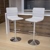 image:imageFlash Furniture Vincent Modern Adjustable Height Barstool with Footrest and Padded MidBack Upholstered Vinyl BarCounter Height Stool WhiteChromeWhite
